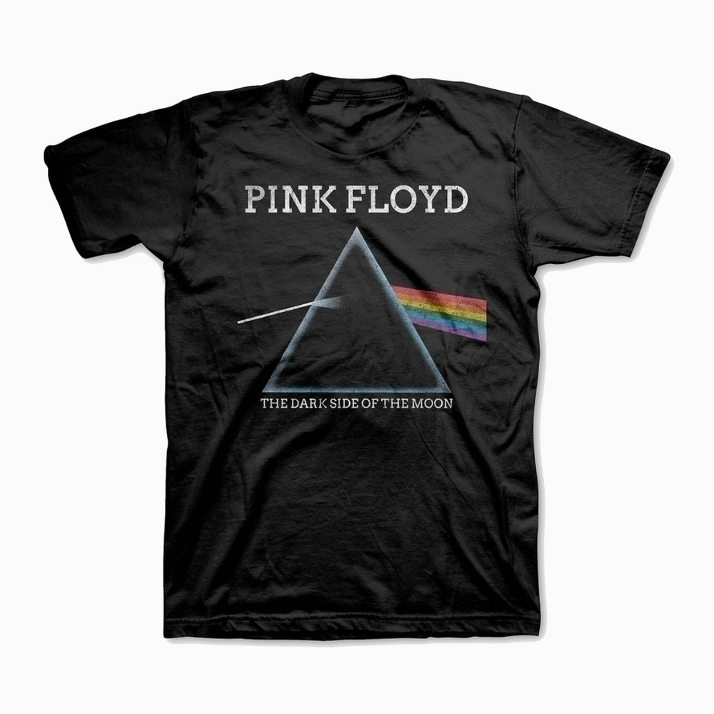 Pink Floyd Dark Side of the Moon Black Distressed faded Graphics T-Shirt